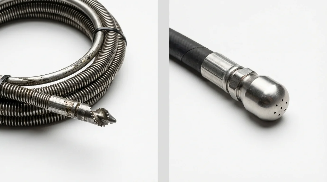 Drain snake cable and hydro jetting nozzle used for drain cleaning in Incline Village, NV
