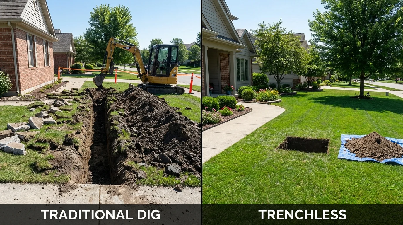 Trenchless sewer repair with minimal yard damage versus traditional excavation in Incline Village, NV